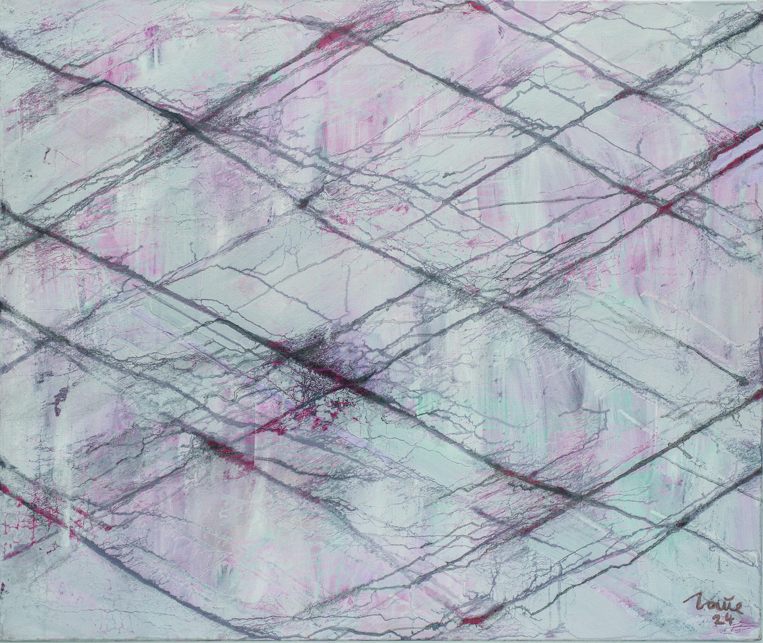 Rauten, Acryl gebundenes Pigment, 100 x 120 cm, 2024